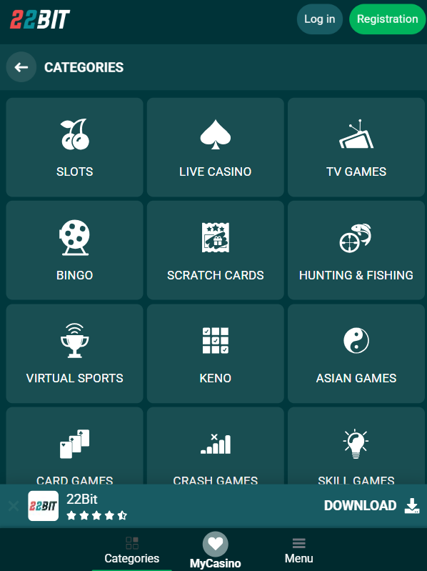 Casino Games at 22Bit Canada