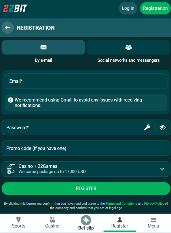 How to Register at 22Bit
