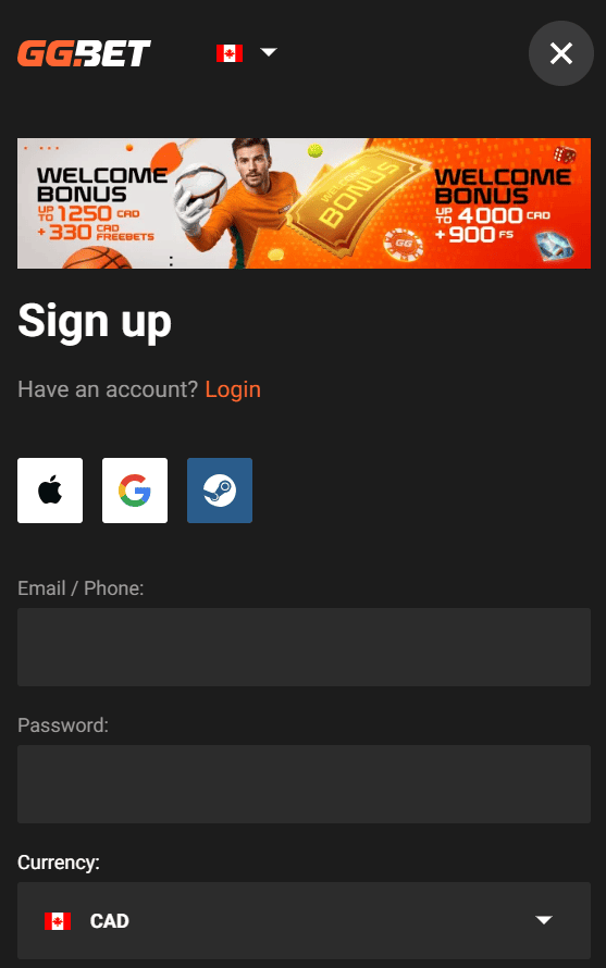 Registration and KYC at GGBet Canada